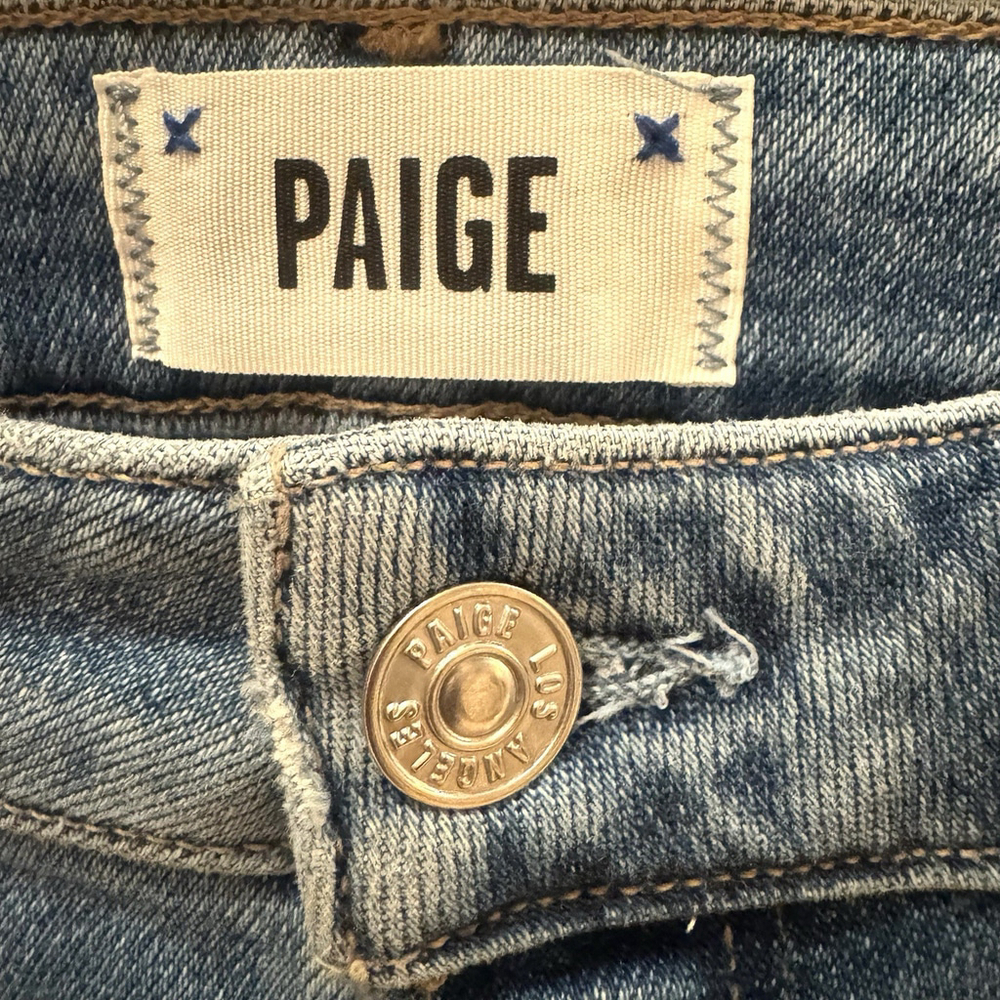 NWT Paige Cindy High Rise Straight Jeans Size:26 Distressed Raw Hem Cropped - Picture 14 of 16
